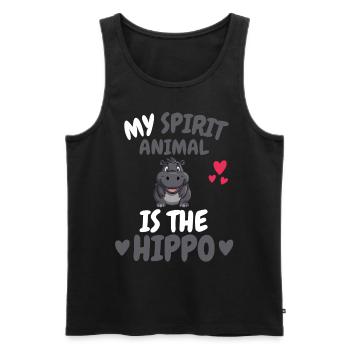 Mon don d’animal spirituel drôle d’hippopotame - Débardeur bio Premium Homme - noir - Devant - Michal (187cm)