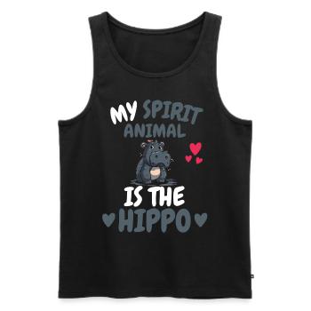 Hippo Mon Don Spirituel Animal Hippopotame - Débardeur bio Premium Homme - noir - Devant - Michal (187cm)
