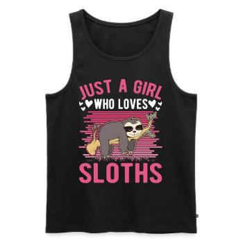 Juste une fille qui aime Sloth Sloth Sloth Girl - Débardeur bio Premium Homme - noir - Devant - Michal (187cm)