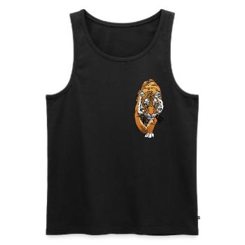 Tiger Kunst Tigerkopf Tiermotiv mit Wildtieren - Männer Premium Bio Tank Top - Schwarz - Vorne - Michal (187cm)