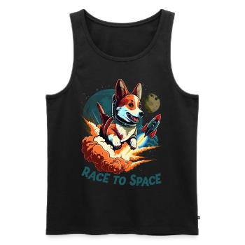 SpaceDog Hund Hundeliebhaber Weltall Design - Männer Premium Bio Tank Top - Schwarz - Vorne - Michal (187cm)