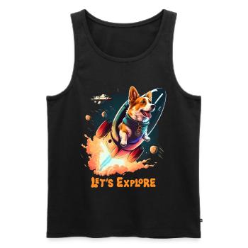 SpaceDog Hund Hundeliebhaber Weltall Design - Männer Premium Bio Tank Top - Schwarz - Vorne - Michal (187cm)