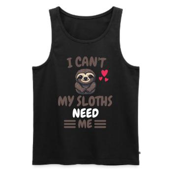 I Can't Tropical Animal Gift Sloth - Men's Premium Organic Tank Top - black - Front - AI Model Male 178 light (178cm)