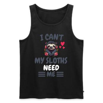 Animal Lovers Zoo Animal Funny Gift Sloth - Men's Premium Organic Tank Top - black - Front - AI Model Male 178 light (178cm)