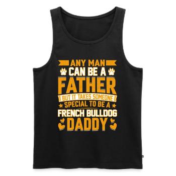 Bouledogue français Daddy Drôle de dicton - Débardeur bio Premium Homme - noir - Devant - Michal (187cm)