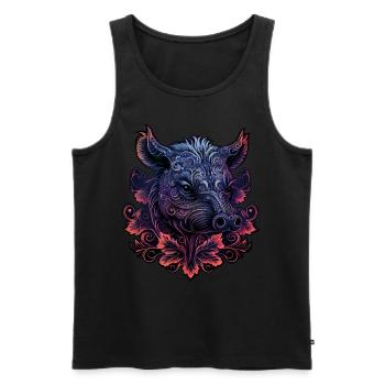 Chinese Lunar New Year Zodiac Pig Astrology Boar - Men's Premium Organic Tank Top - black - Front - Michal (187cm)