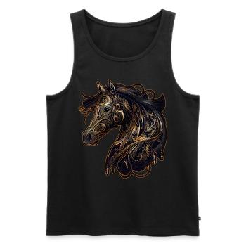 Cheval Tribal Abstrait Astrologie Chinoise Zodiaque Spi - Débardeur bio Premium Homme - noir - Devant - Michal (187cm)