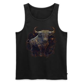 Chinese Zodiac Sign Mandala Ox Animal Astrology - Men's Premium Organic Tank Top - black - Front - Michal (187cm)