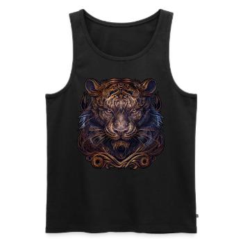 Horoscope astrologique de l’astrologie du zodiaque animal tigre chinois - Débardeur bio Premium Homme - noir - Devant - AI Model Male 178 light (178cm)