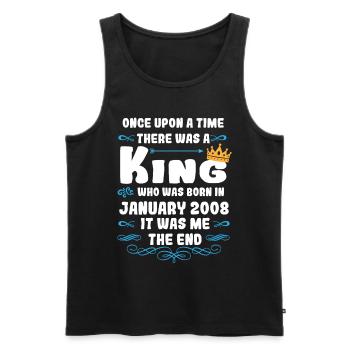 Es war einmal ein König. Januar 2008 Geburtstag - Männer Premium Bio Tank Top - Schwarz - Vorne - Michal (187cm)