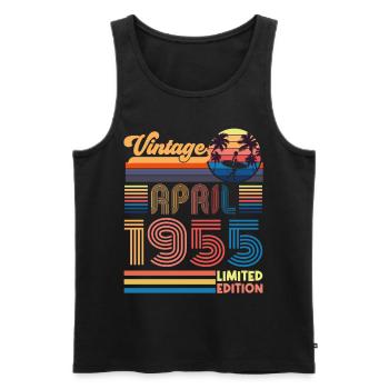 birthday April 1955 April. April 1955 Gift. - Men's Premium Organic Tank Top - black - Front - AI Model Male 178 light (178cm)