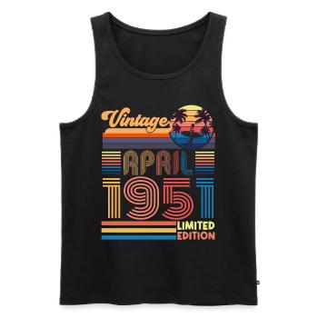 birthday April 1951 April. April 1951 Gift. - Men's Premium Organic Tank Top - black - Front - AI Model Male 178 light (178cm)