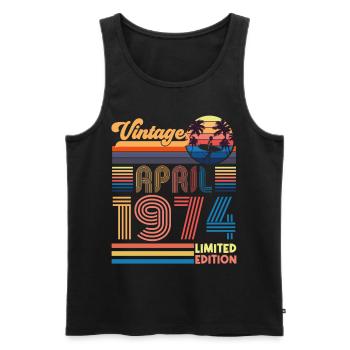 birthday April 1974 April. April 1974 Gift. - Men's Premium Organic Tank Top - black - Front - AI Model Male 178 light (178cm)