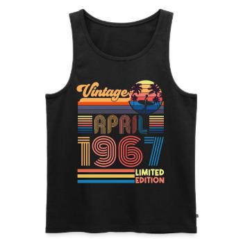 birthday April 1967 April. April 1967 Gift. - Men's Premium Organic Tank Top - black - Front - AI Model Male 178 light (178cm)
