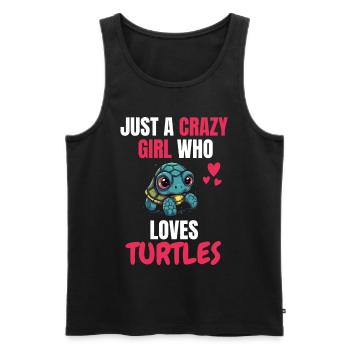 Crazy Girl Zoo Animal Gift Turtle - Men's Premium Organic Tank Top - black - Front - Michal (187cm)