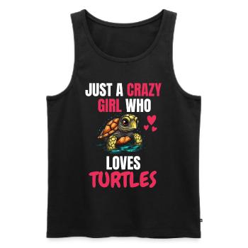 Crazy Girl Ocean Animal Gift Turtle - Men's Premium Organic Tank Top - black - Front - Michal (187cm)