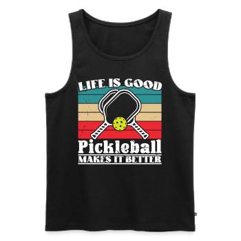 Le pickleball l’améliore - Débardeur bio Premium Homme - noir - Devant - Michal (187cm)