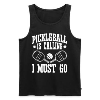 Pickleball appelle je dois y aller - Débardeur bio Premium Homme - noir - Devant - Michal (187cm)