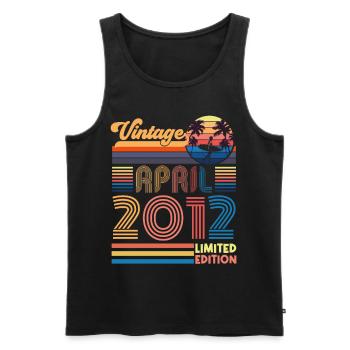 birthday April 2012 April. April 2012 Gift. - Men's Premium Organic Tank Top - black - Front - AI Model Male 178 light (178cm)