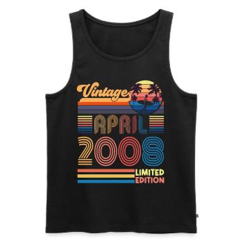 birthday April 2008 April. April 2008 Gift. - Men's Premium Organic Tank Top - black - Front - AI Model Male 178 light (178cm)