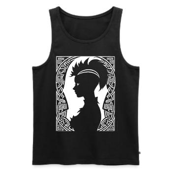 Fantasy Post Punk Celtic Tribal Art Batcave Girl - Débardeur bio Premium Homme - noir - Devant - AI Model Male 178 light (178cm)