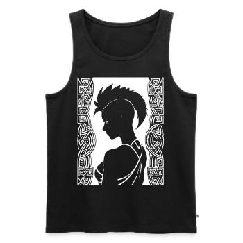 Fantasy Post Punk Celtic Tribal Art Batcave Girl - Débardeur bio Premium Homme - noir - Devant - AI Model Male 178 light (178cm)
