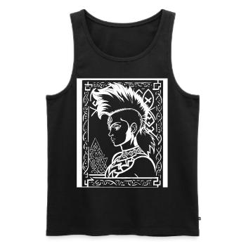 Fantasy Post Punk Celtic Tribal Art Batcave Girl - Débardeur bio Premium Homme - noir - Devant - AI Model Male 178 light (178cm)