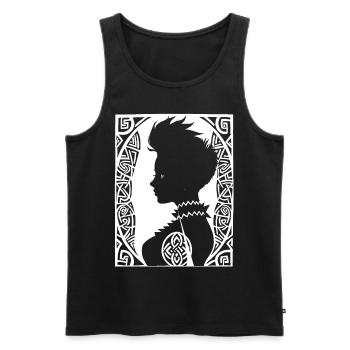 Fantasy Post Punk Celtic Tribal Art Batcave Girl - Débardeur bio Premium Homme - noir - Devant - AI Model Male 178 light (178cm)