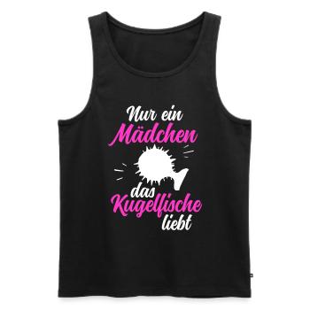 Mädchen das Kugelfisch liebt Riesenkugelfisch - Männer Premium Bio Tank Top - Schwarz - Vorne - Michal (187cm)