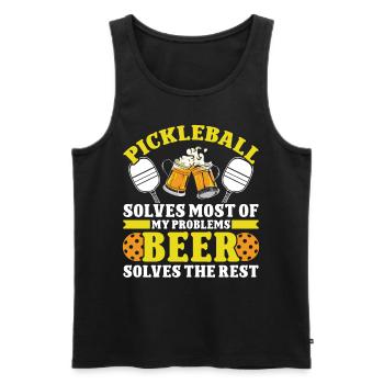 Pickleball and Beer - Männer Premium Bio Tank Top - Schwarz - Vorne - Michal (187cm)