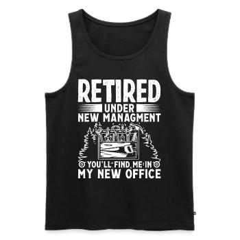 Retired under new Managment you find me - Men's Premium Organic Tank Top - black - Front - Michal (187cm)