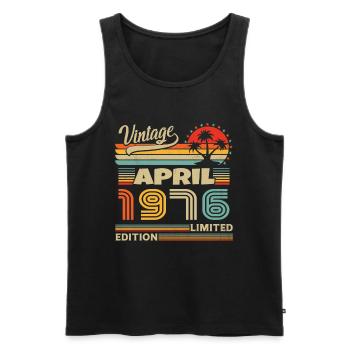 April 1976 Jahrgangsjubiläum 1976 - Männer Premium Bio Tank Top - Schwarz - Vorne - Michal (187cm)