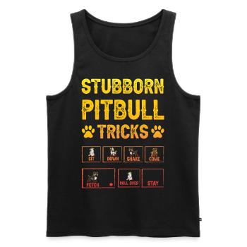 Astuces de pitbull tenaces - Débardeur bio Premium Homme - noir - Devant - AI Model Male 178 light (178cm)