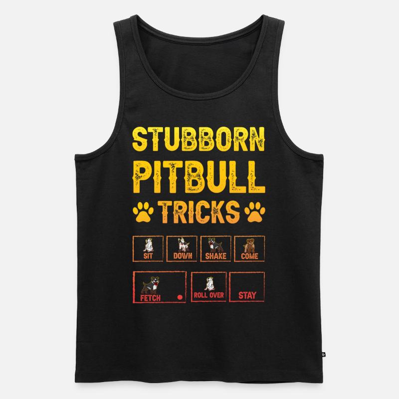Stubborn pitbull tricks - Männer Premium Bio Tank Top - Schwarz