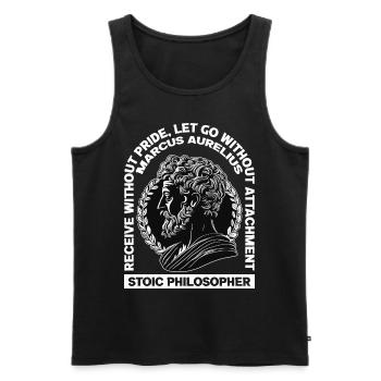 Roman Stoic Philosophy Marcus Aurelius Latin Quote - Men's Premium Organic Tank Top - black - Front - AI Model Male 178 light (178cm)
