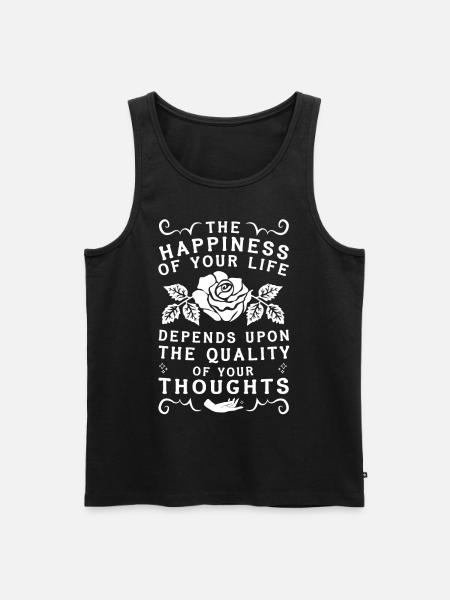 Marcus Aurelius Stoic Philosophy Happiness Quote W - Men's Premium Organic Tank Top - black