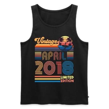 birthday April 2018 April. April 2018 Gift. - Men's Premium Organic Tank Top - black - Front - AI Model Male 178 light (178cm)
