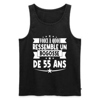 anniversaire 55 ans. beau gosse 55 ans. 55e annive - Débardeur bio Premium Homme - noir - Devant - Michal (187cm)