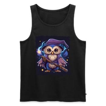 Niedliche Eule als Zauberer für einen Eulen Fans - Männer Premium Bio Tank Top - Schwarz - Vorne - Michal (187cm)