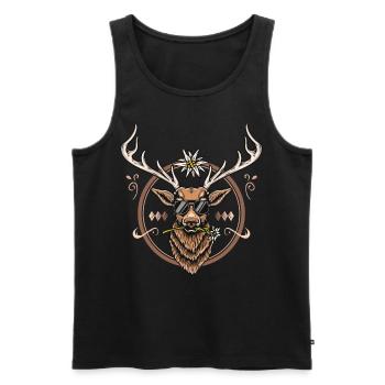 Hirsch Shirt Trachtenshirt Herren Trachten T-Shirt - Männer Premium Bio Tank Top - Schwarz - Vorne - Michal (187cm)