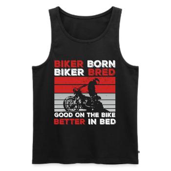 Motorrad Biker Ehemann Papa - Männer Premium Bio Tank Top - Schwarz - Vorne - Michal (187cm)