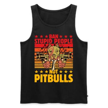 Ban stupid people not Pitbulls - Men's Premium Organic Tank Top - black - Front - Michal (187cm)