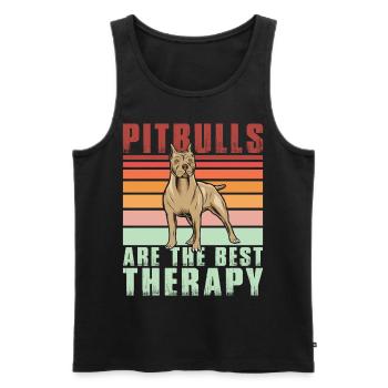 Les pitbulls sont la meilleure thérapie - Débardeur bio Premium Homme - noir - Devant - AI Model Male 178 light (178cm)