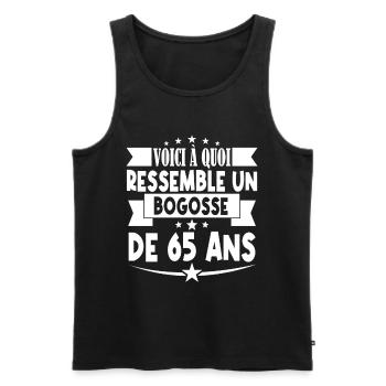 anniversaire 65 ans. beau gosse 65 ans. 65e annive - Débardeur bio Premium Homme - noir - Devant - Michal (187cm)