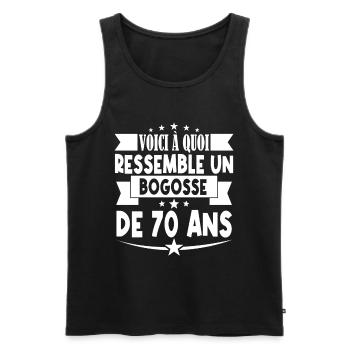 anniversaire 70 ans. beau gosse 70 ans. 70e annive - Débardeur bio Premium Homme - noir - Devant - Michal (187cm)