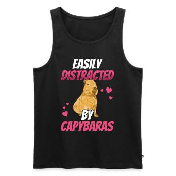 Capybara distracts capybara from South America - Men's Premium Organic Tank Top - black - Front - AI Model Male 178 light (178cm)