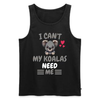 Ich kann nicht Australien Tier Geschenk Koala - Männer Premium Bio Tank Top - Schwarz - Vorne - AI Model Male 178 light (178cm)