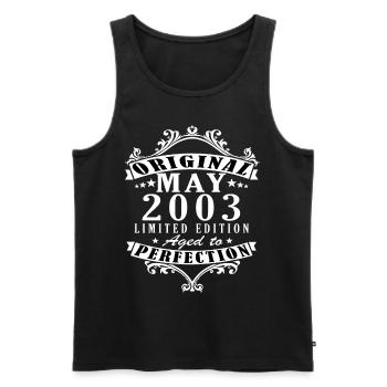 2003 year birthday Legendary since May 2003 - Men's Premium Organic Tank Top - black - Front - AI Model Male 178 light (178cm)