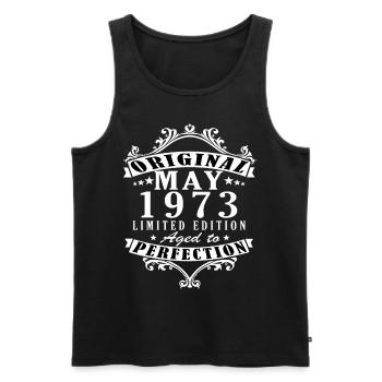 May 1973 | Anniversary 1973 Born | May 1973 - Men's Premium Organic Tank Top - black - Front - AI Model Male 178 light (178cm)