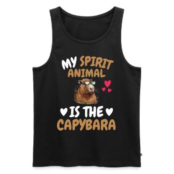 Mon don animal spirituel Cochon Capybara - Débardeur bio Premium Homme - noir - Devant - Michal (187cm)